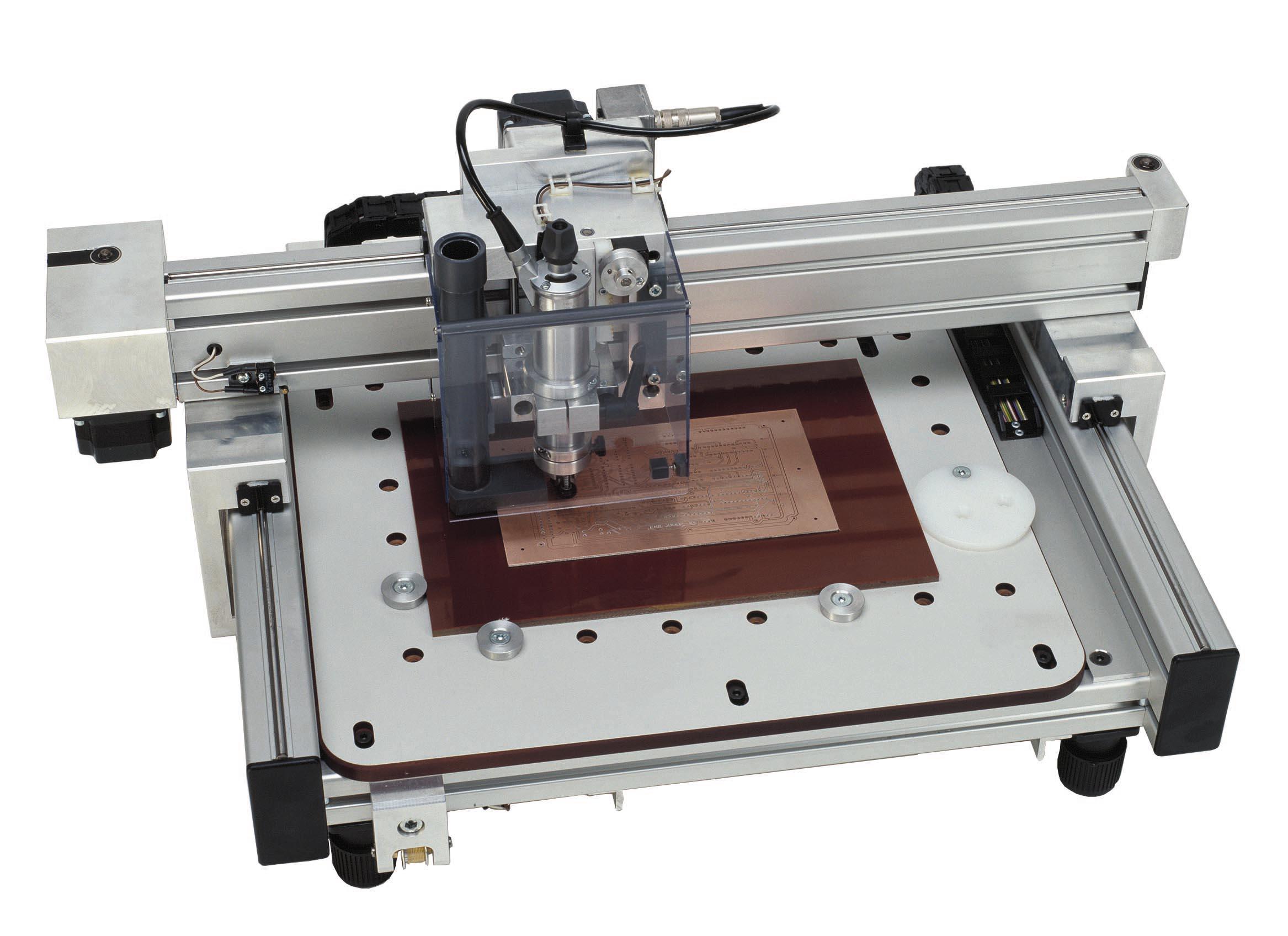 Fräsbohrplotter CCD2 - Bungard Laserline Level 1 - Leiterplattenherstellung mit mechanischer Durchkontaktierung - Leiterplattenfertigung, Inhouse Prototyping PCB Leiterplatten Kleinserien selber herstellen.