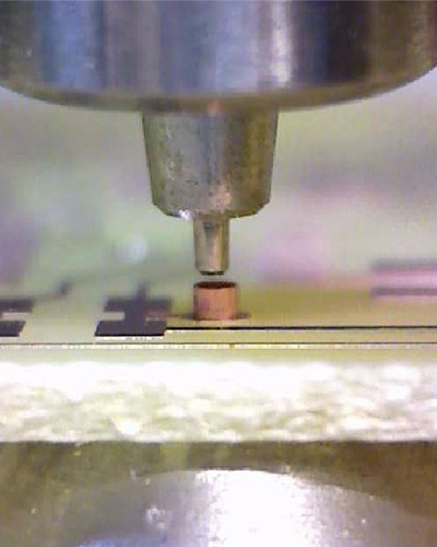 Through-hole plating Bungard Favorit - inserted rivet before press cycle