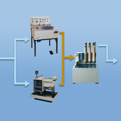 Schema A-B Abwasserreinigungsanlage Bungard IONEX A zur Reinigung der Abwässer im Leiterplattenlabor. Wasserfilter, Ionentauschersäulen, Abwasseraufbereitung, Leiterplattenfertigung.