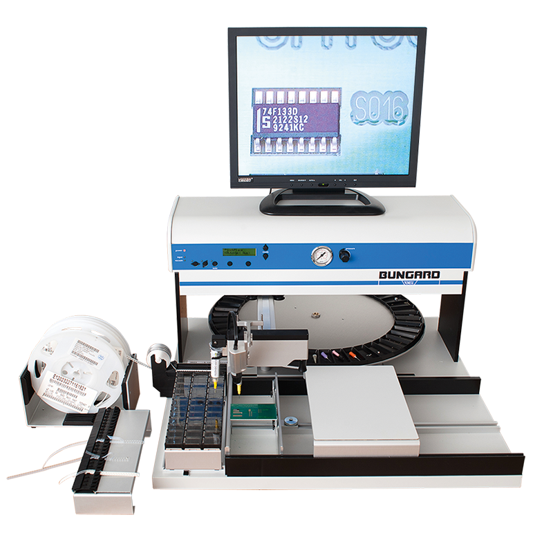 Bungard SMT3000 zur automatischen Dosierung von Klebstoffen und Lotpasten, Bauteilbestückung,  Leiterplattenfertigung, Kleinserien, Leiterplatten selber herstellen.